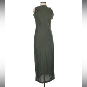 Zara Dark Green Linen Blend Sleeveless Maxi Dress Size M